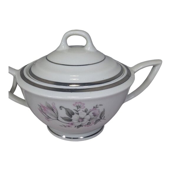 Vintage Embassy Vitrified China Creamer & Sugar Bowl Set With Floral Design - Picture 2 of 5